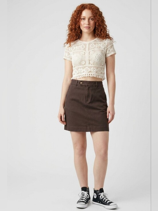 Mossimo Stretch Dresses & Skirts - Mossimo Stretch Brown Cotton Mini Skirt